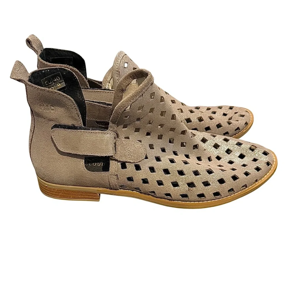 Musse & Cloud Calia Suede-Leather Bootie Stylish Tan Women's Sandals Shoes